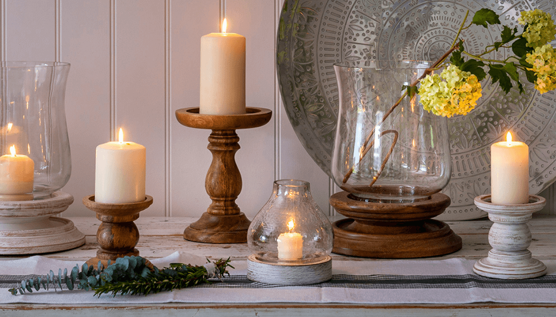 RUSTIC WOOD CANDLE HOLDERS